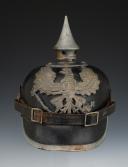 Spike helmet of the 173rd Prussian Infantry Regiment 9th Lorraine garrisoned in St. Avold, model 1915, Prussian Pickelhaube Model 1915 feldgrau for infantry soldiers of the 9th Lorraine Infantry Regiment No. 173 in St. Avold. First World War. 30155R