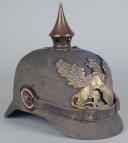 Photo 2 : 263	CASQUE A POINTE TROUPE ERSATZ AVEC SON COUVRE-CASQUE DU 9. Badisches Infanterie-REGIMENT Nr.170, modèle 1914-1915. 