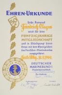 PIN OF HONOR AND DIPLOMA FOR SERVICE IN THE NAVY, FROM THE “DEUTSCHER MARINE BUND”. 18892-10