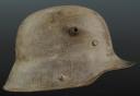 Photo 5 : CASQUE D'ACIER CAMOUFLÉ ALLEMAND, Stahlhelm, modèle 1916 modifié mai 1917, Première Guerre Mondiale.