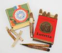 VICHY REGIME PROPAGANDA ITEMS: PENCILS, CIGAR BOX, AND PACKET OF CIGARETTES, World War II. 31646R