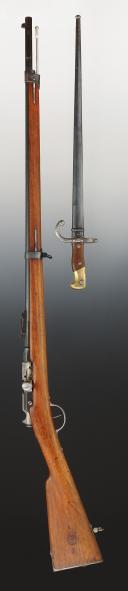 FRENCH CHASSEPOT RIFLE WITH SABRE-BAYONET, model 1866 modified 1874, Third Republic. 21596-21597R