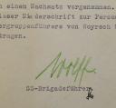 LETTER AND AUTOGRAPH OF KARL WOLFF, CHIEF OF STAFF TO REICHSFÜHRER SS HIMMLER REGARDING SS GENERAL VON WOYRSCH, World War II. 18616R