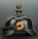 Photo 5 : CASQUE À POINTE TROUPE  DE FELDARTILLERIE BADOIS "5. Badisches Feldartillerie - Regt."n° 76, modèle 1915.