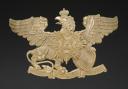 PLAQUE DE CASQUE À POINTE TROUPE D'UN SOLDAT DU 109ème RÉGIMENT DE GRENADIERS DE LA GARDE 1er BADOIS, Helmemblem für Baden Pickelhaube für Mannschaften im 1. Badischen Leib-Grenadier-Regiment Nr. 109, modèle 1895, Deuxième Reich. 31347R