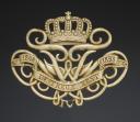 SPIKE HELMET PLATE FOR THE TROOP OF THE POLICE PROTECTION UNITS OF BERLIN, Helmet emblem Prussian Pickelhaube for a sergeant of the Berlin Schutzmannschaft, Second Reich. 31357R