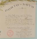 Photo 3 : LETTRES D’ADMISSION À L’ÉCOLE NAVALE IMPÉRIALE ET DIPLÔME DE L'ORDRE DE PORTO-NOVO.