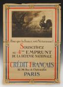 POSTER "FOR FRANCE TO BE VICTORIOUS, SUBSCRIBE TO THE 4th NATIONAL DEFENSE LOAN", First World War. 33033R