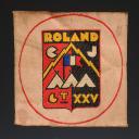 ÉCUSSON GROUPEMENT 29 ROLAND groupe 6 (variante à fond de couleur) DES CHANTIERS DE JEUNESSE, Seconde Guerre Mondiale. 31676-5R