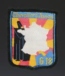 PATCH GROUP 18 CHEVALIER D'ASSAS OF THE YOUTH BUILDING PROGRAM, World War II. 31668-1PATCH GROUP 18 CHEVALIER D'ASSAS OF THE YOUTH BUILDING PROGRAM, variant with blue background and yellow letters, World War II. 31668-1