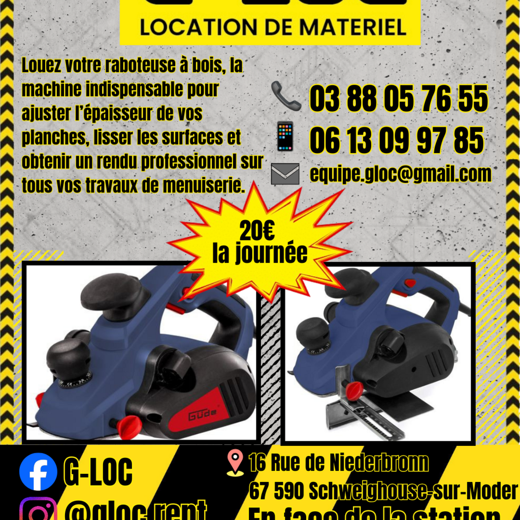 Location outil Rabot Électrique près de Schweighouse-sur-Moder