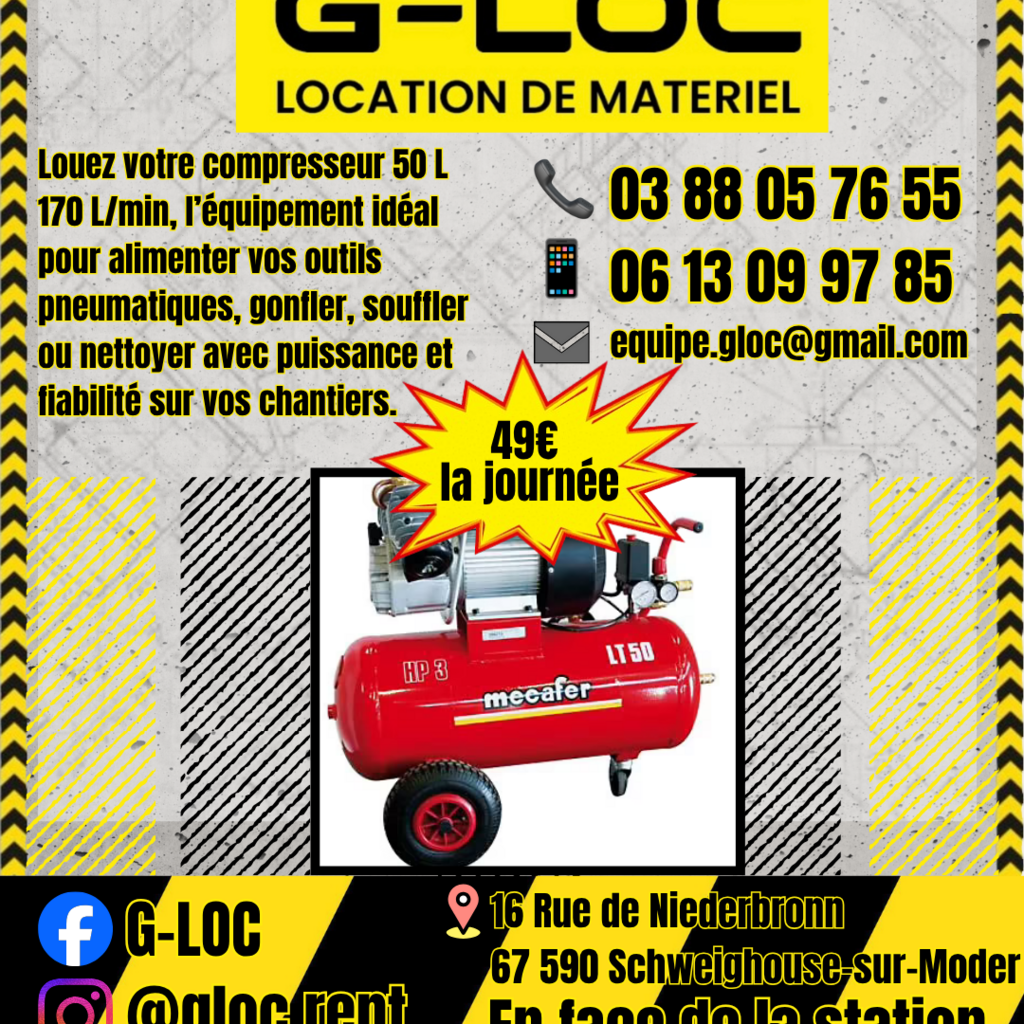 Location outil Compresseur Électrique près de Schweighouse-sur-Moder
