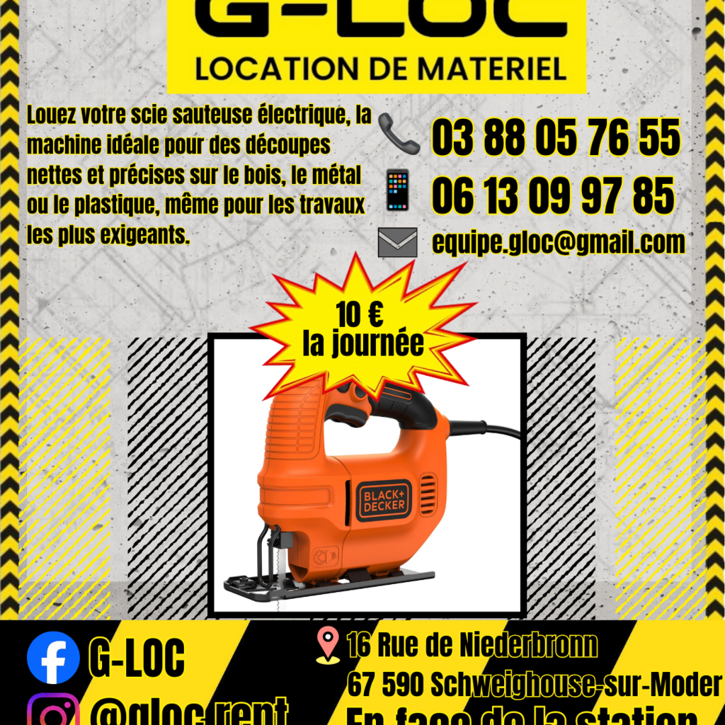 Location outil Scie sauteuse Filaire Black et decker près de Schweighouse-sur-Moder