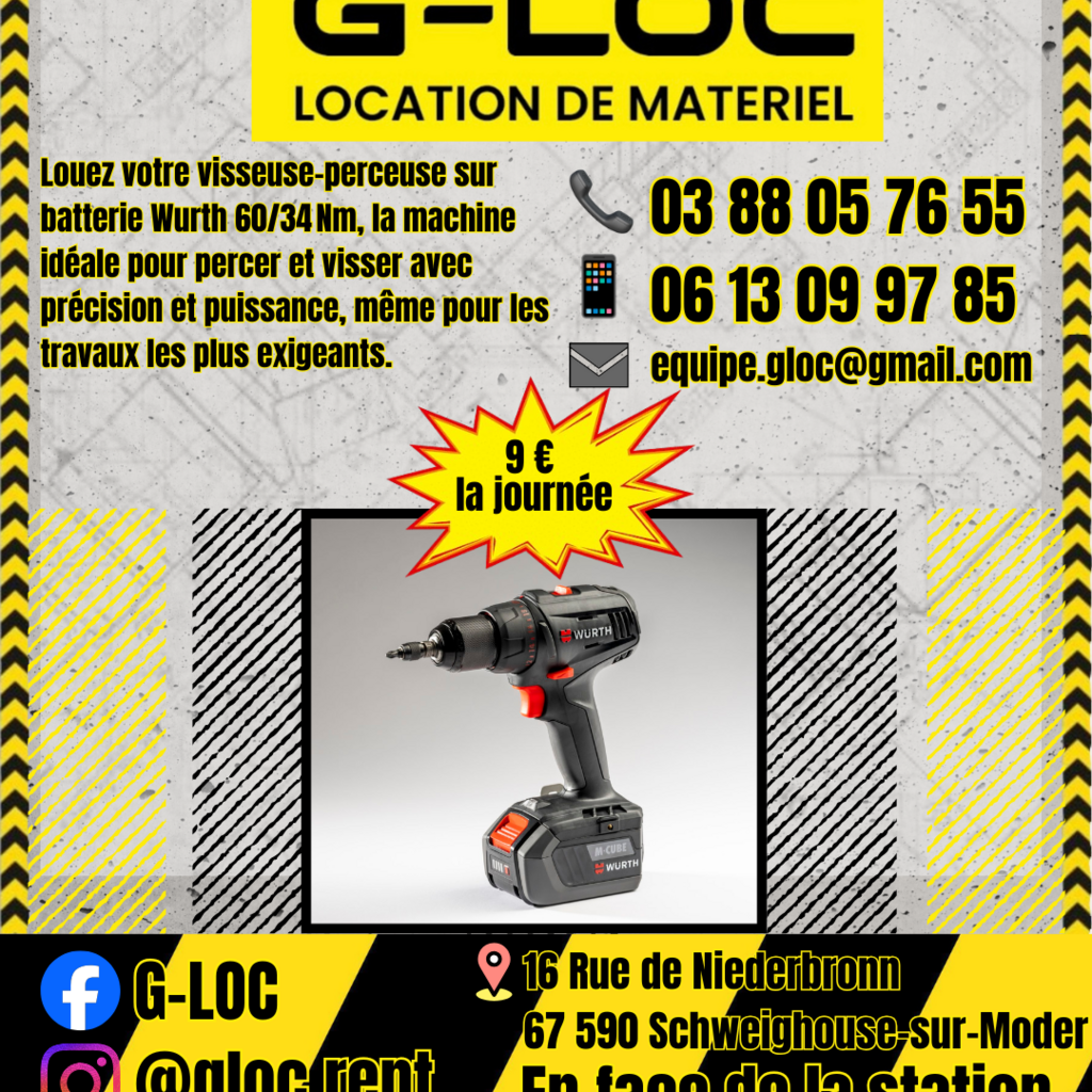 Location outil Visseuse Sans-fil Wurth près de Schweighouse-sur-Moder