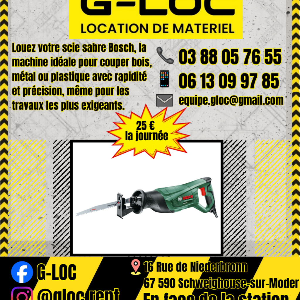 Location outil Scie sabre Électrique Bosch près de Schweighouse-sur-Moder