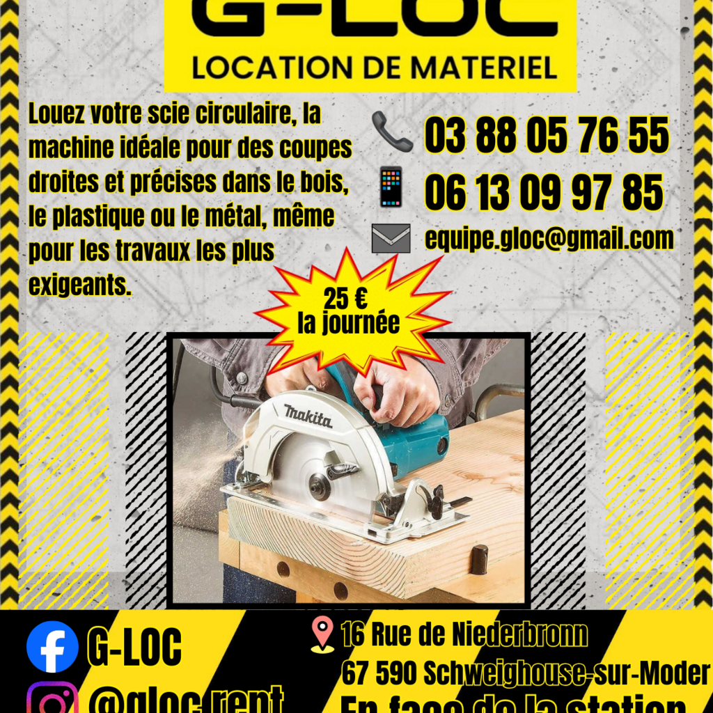 Location outil Scie circulaire Électrique près de Schweighouse-sur-Moder