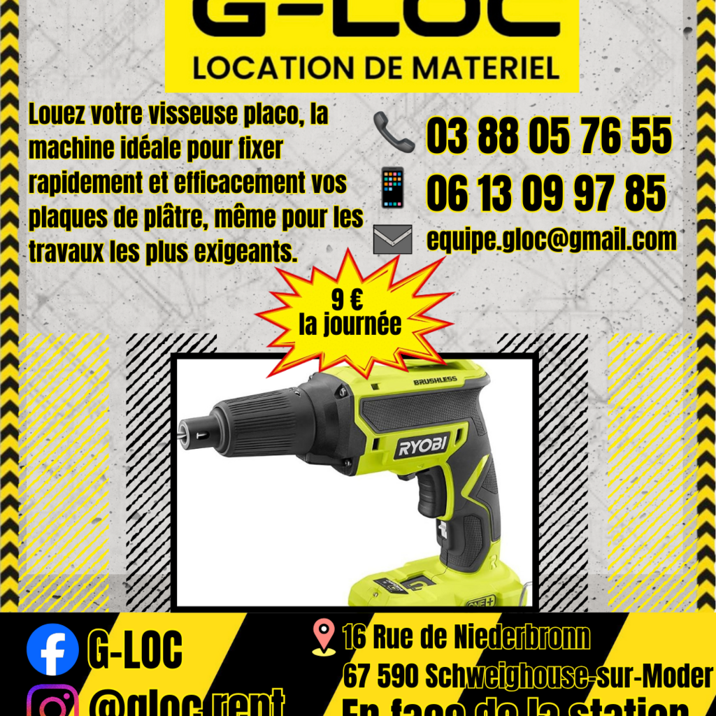 Location outil Visseuse à placo Électrique Ryobi près de Schweighouse-sur-Moder