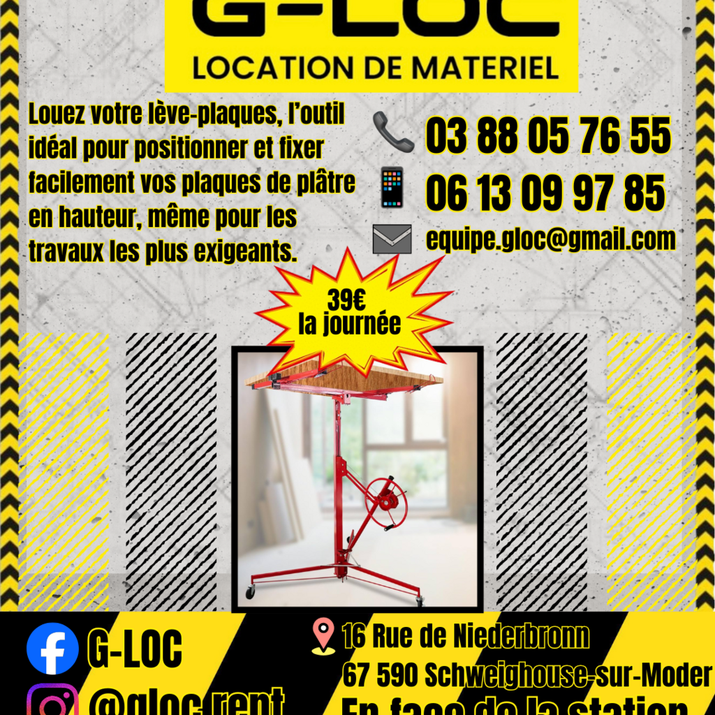 Location outil Lève plaque près de Schweighouse-sur-Moder