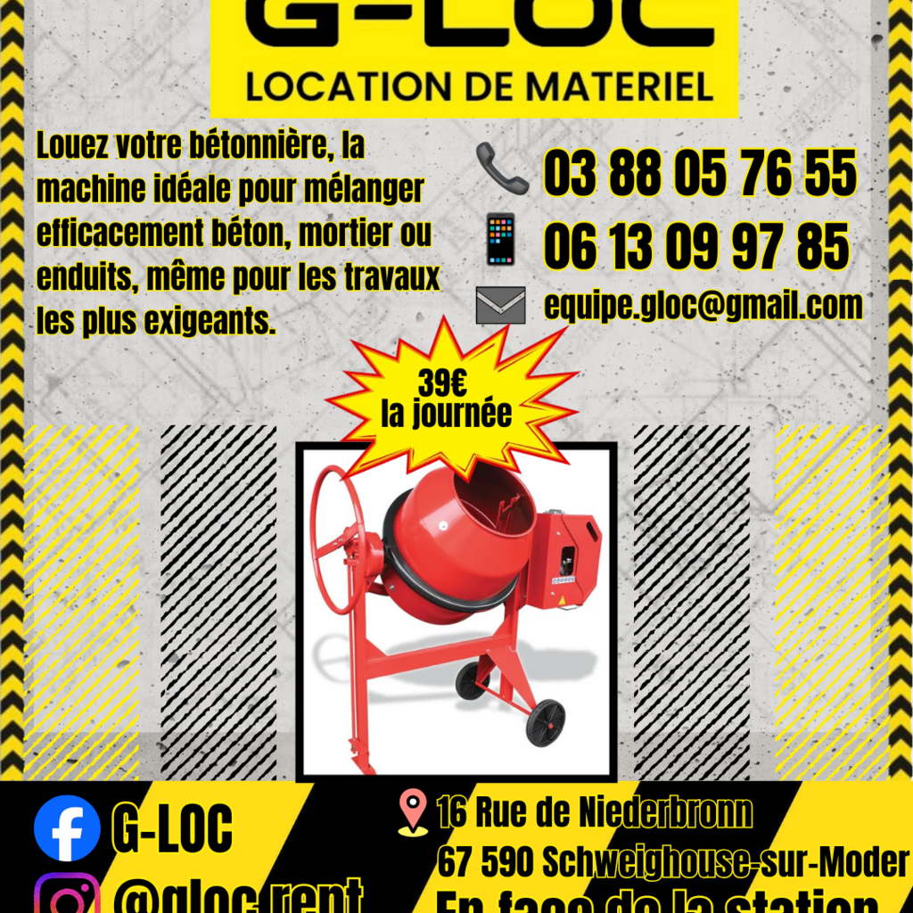 Location outil Bétonnière Électrique près de Schweighouse-sur-Moder