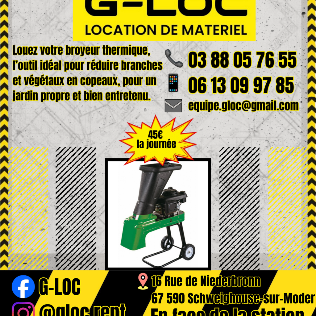 Location outil Broyeur de végetaux Thermique près de Schweighouse-sur-Moder