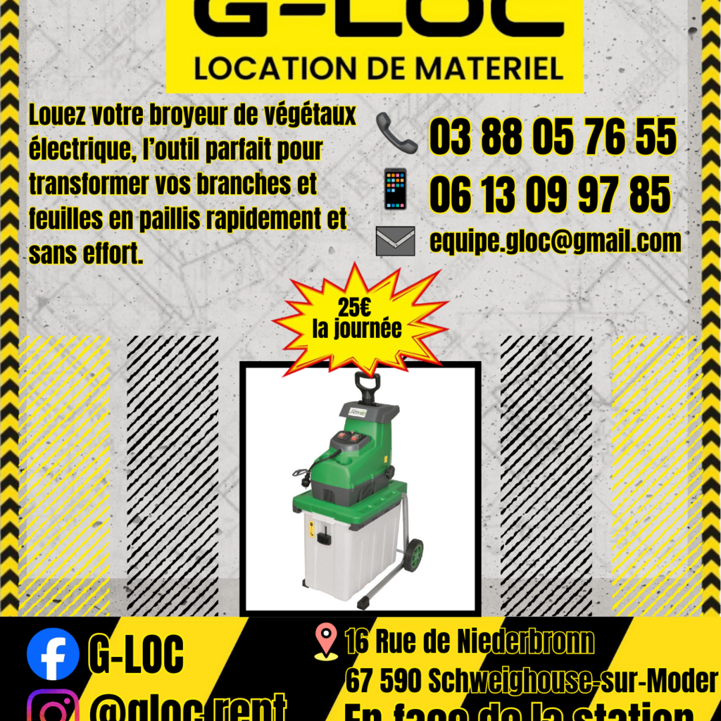 Location outil Broyeur de végetaux Électrique près de Schweighouse-sur-Moder