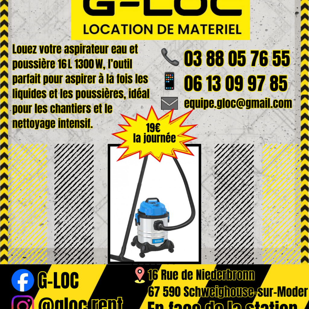Location outil Aspirateur eau poussière Électrique près de Schweighouse-sur-Moder