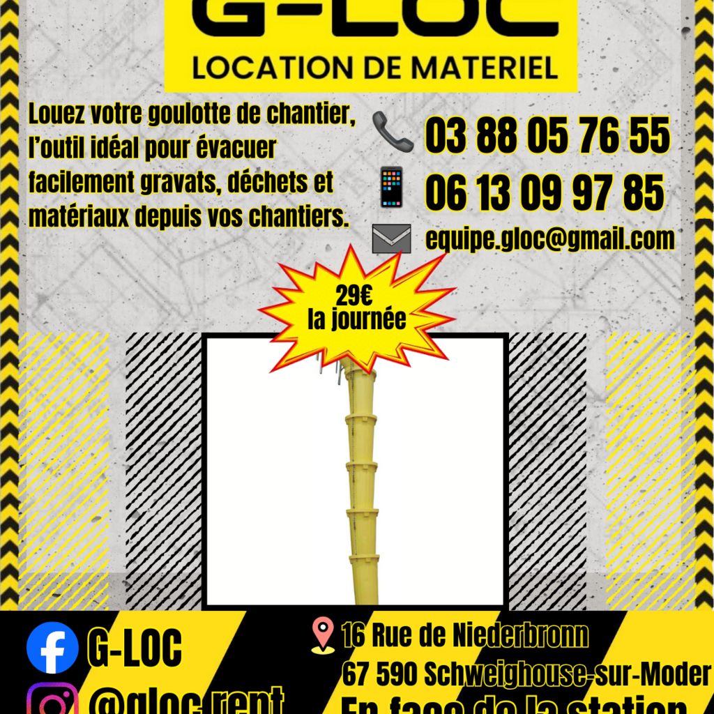 Location outil Goulotte près de Schweighouse-sur-Moder