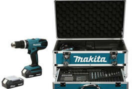 Location outil Perceuse sans fil à percussion hp457dwex4 18v +2 batteries + coffret alu + kit d'accessoires makita près de Saint-Père-en-Retz