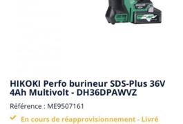 Location outil Perforateur hitachi sans fil 36v  4ah près de Villebon-sur-Yvette