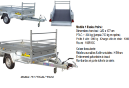 Location outil Location remorque pro freinée – ptac 1300 kg près de Castelnau-d'Estrétefonds