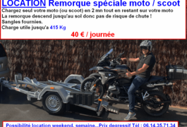 Location outil Remorque porte moto près de Ondres