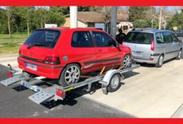 Location outil Remorque porte-voiture simple essieu ptac 1300kg à louer près de Beauchamp
