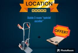 Location outil Diable 3 Roues &quot;Spécial Escalier&quot; avec Plateforme Roulante Offerte ! 🚚  près de Château-Gontier-sur-Mayenne