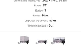 Location outil Remorque bagagère Moins de 750kg près de Bâlines