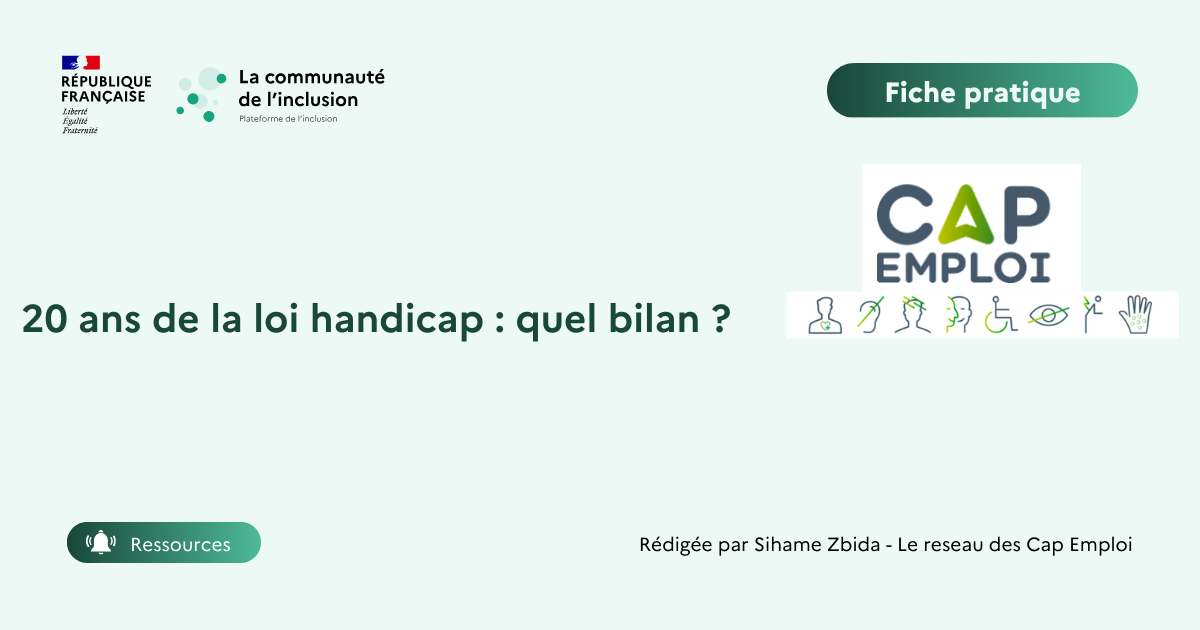 ℹ️20 ans de la loi handicap : quel bilan et quelles perspectives pour l'insertion professionnelle ?