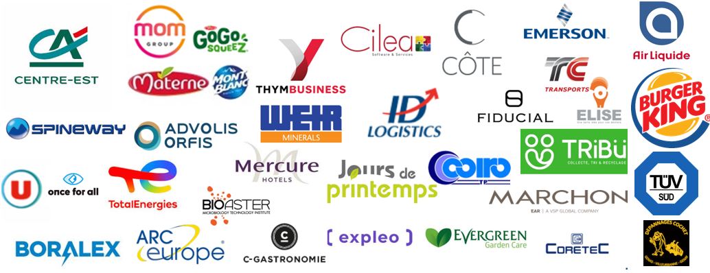 Crédit Agricole, TotalEnergies, Air liquide, Materne, Emerson, Burger King, Mercure etc.