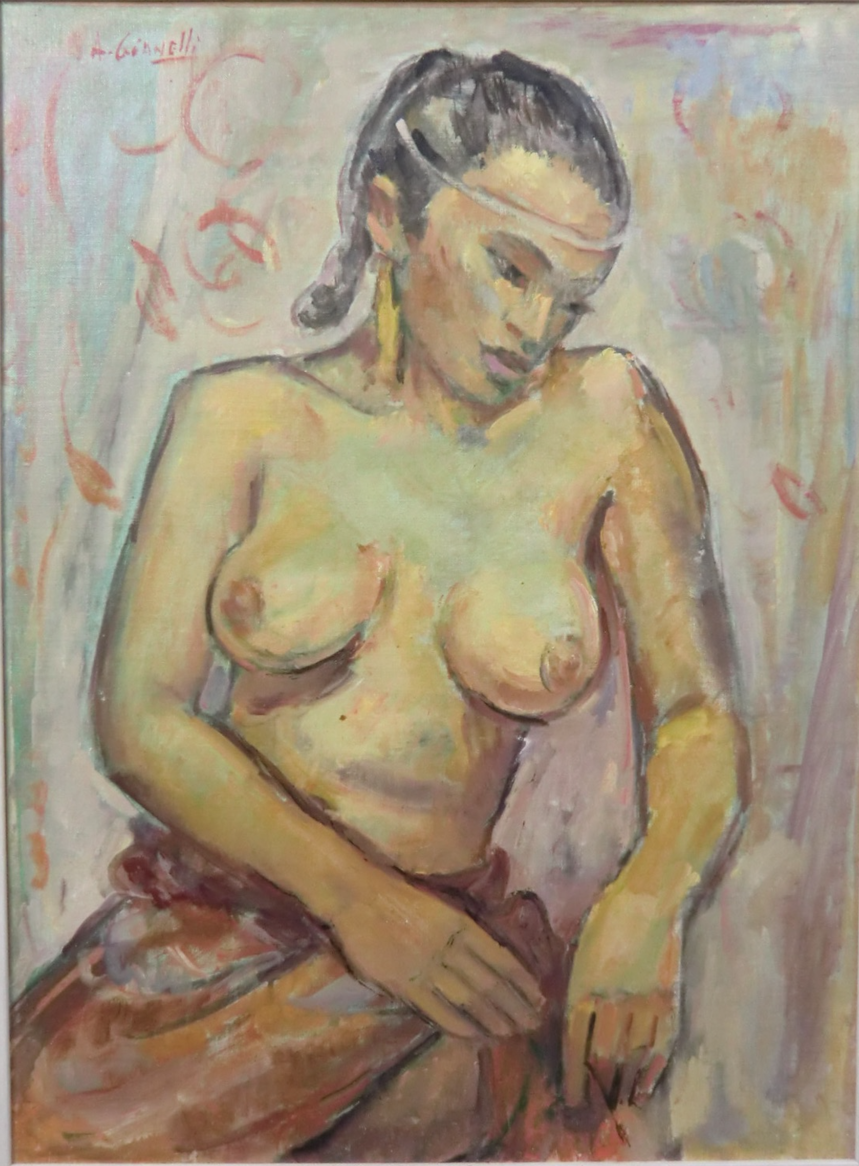 GIANELLI Antoine ( 1896 - 1983 ), Jeune femme malgache, Années 1950, Huile sur toile 74 x 54 cm, Signé en haut à gauche