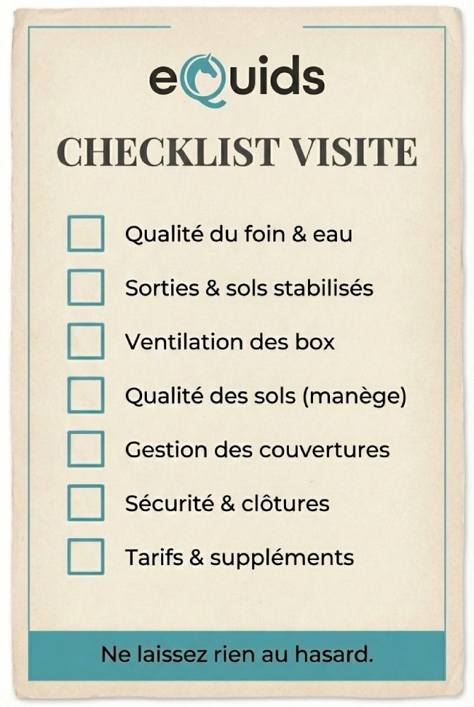 infographie checklist de visite de pension chevaux