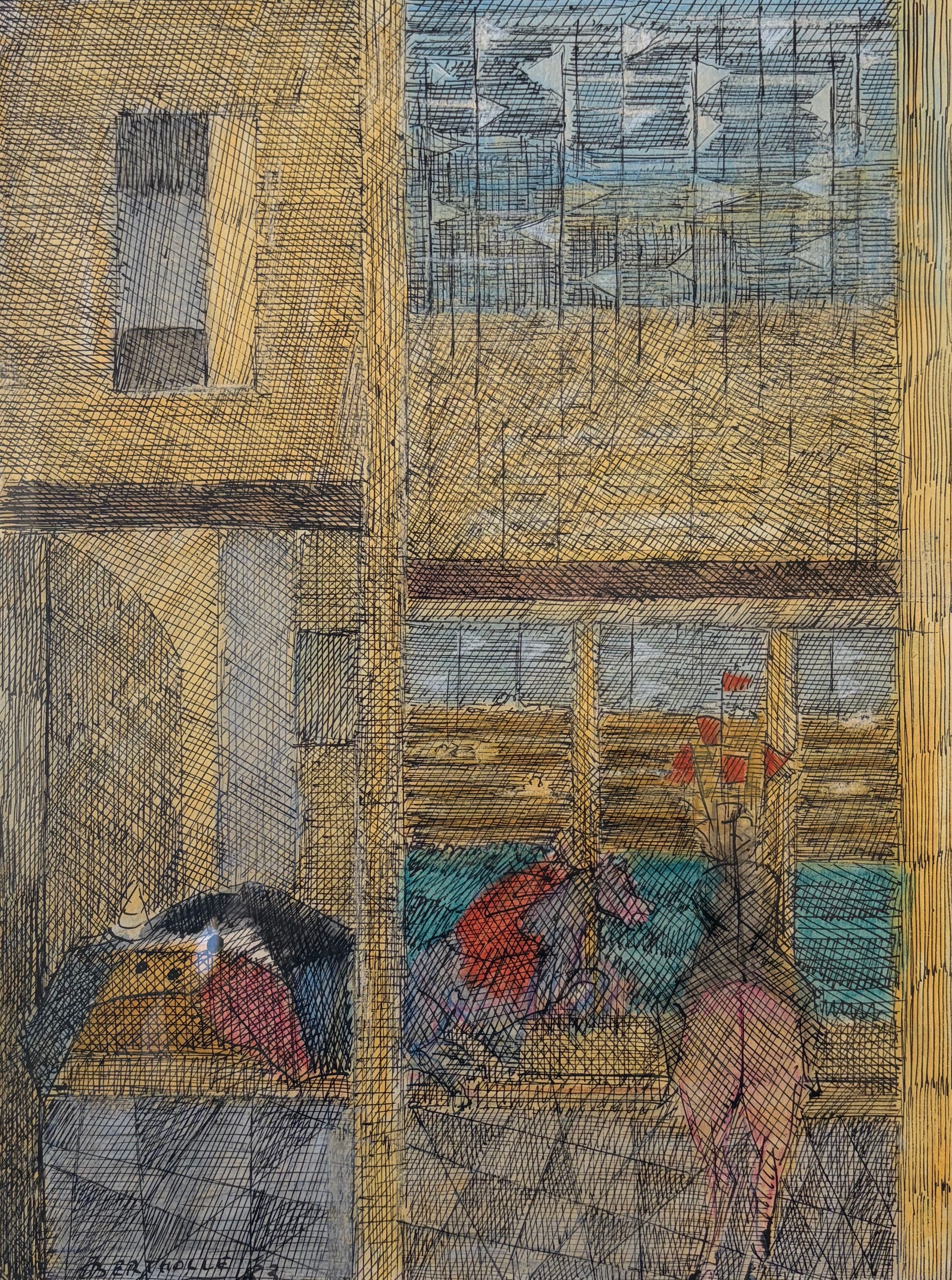 Intérieur et cavaliers, 1983, Jean Bertholle (1909-1996)
