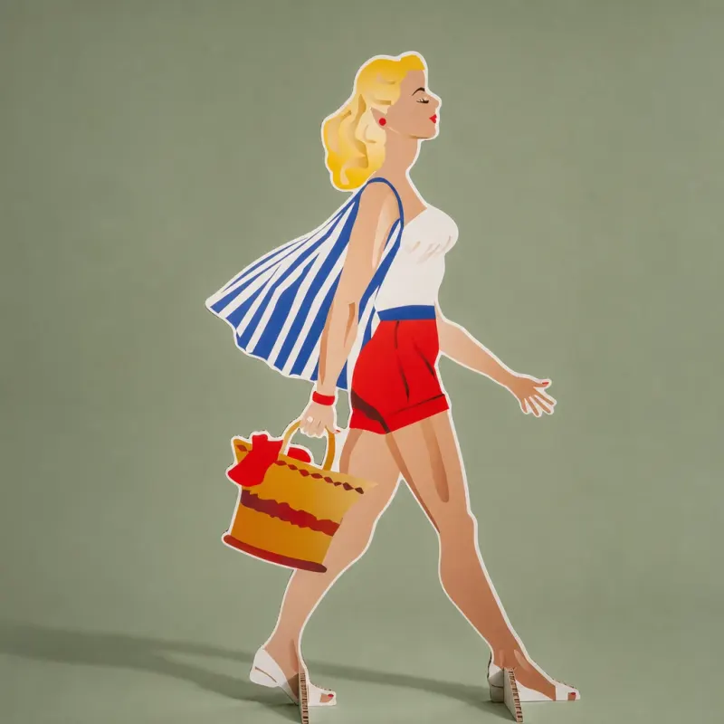 Silhouette carton d'une femme au panier, Fanny