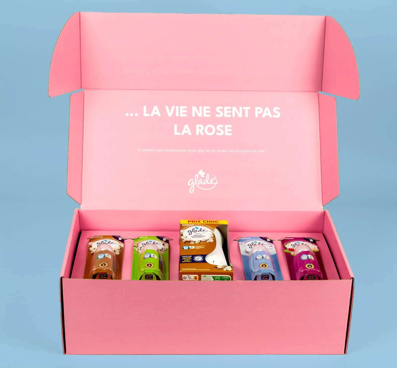 Boîte carton personnalisée à oreilles Glade, fabrication Smartpack