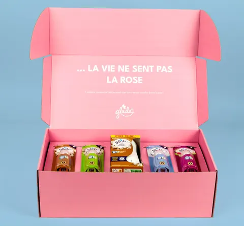 Boîte carton personnalisée à oreilles Glade, fabrication Smartpack