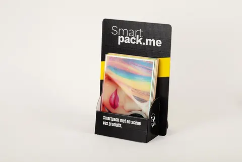 Présentoir de comptoir en carton, fabrication Smartpack