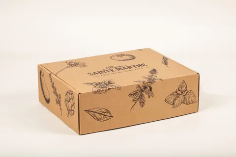 Boîte carton personnalisée à oreilles Sainte Marthe, fermée, fabrication Smartpack