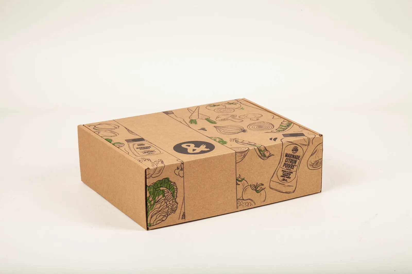 Boîte carton personnalisée à oreilles Salad & Co, fabrication Smartpack