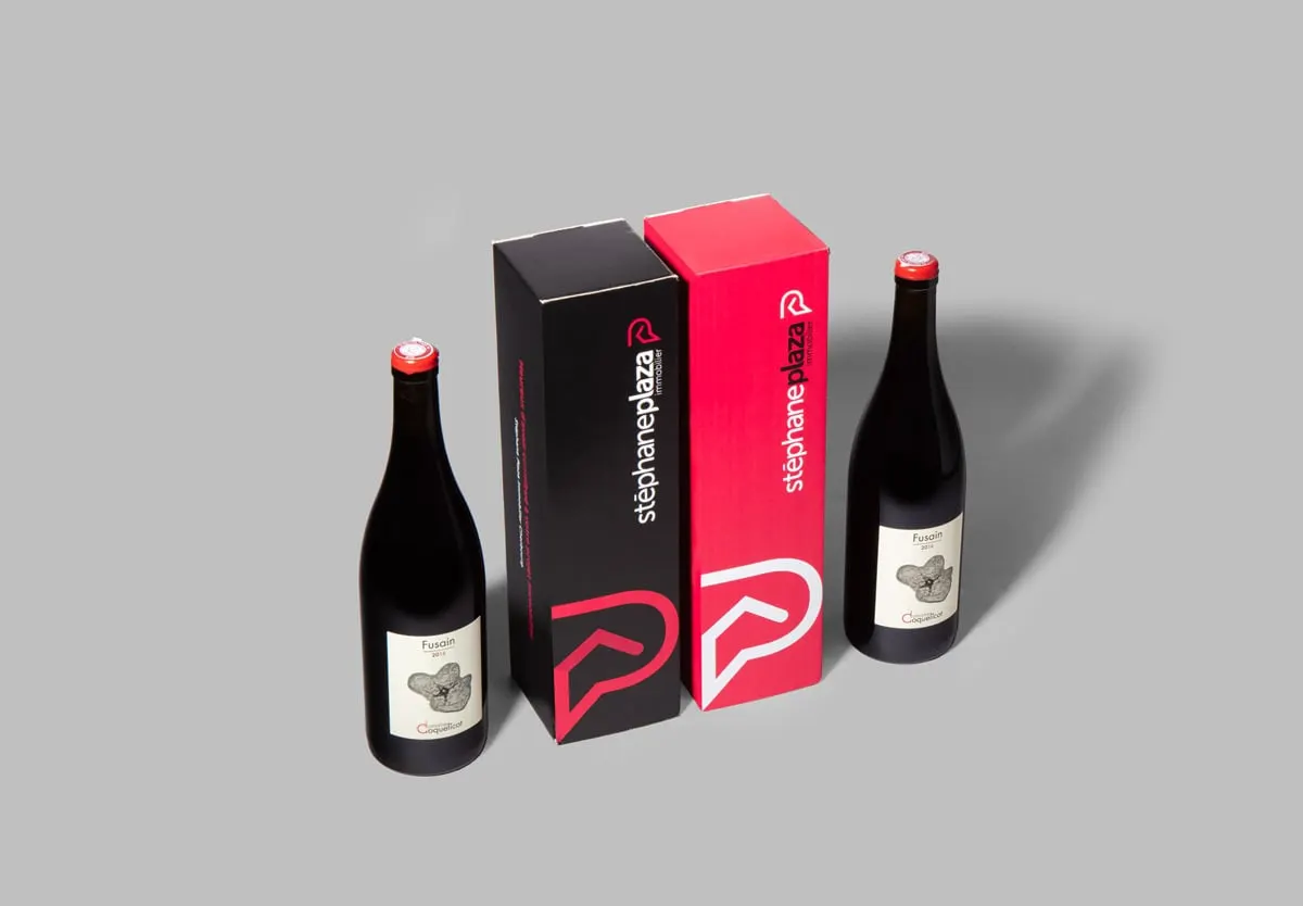 Coffret bouteille personnalisé Stéphane Plaza, fabrication Smartpack