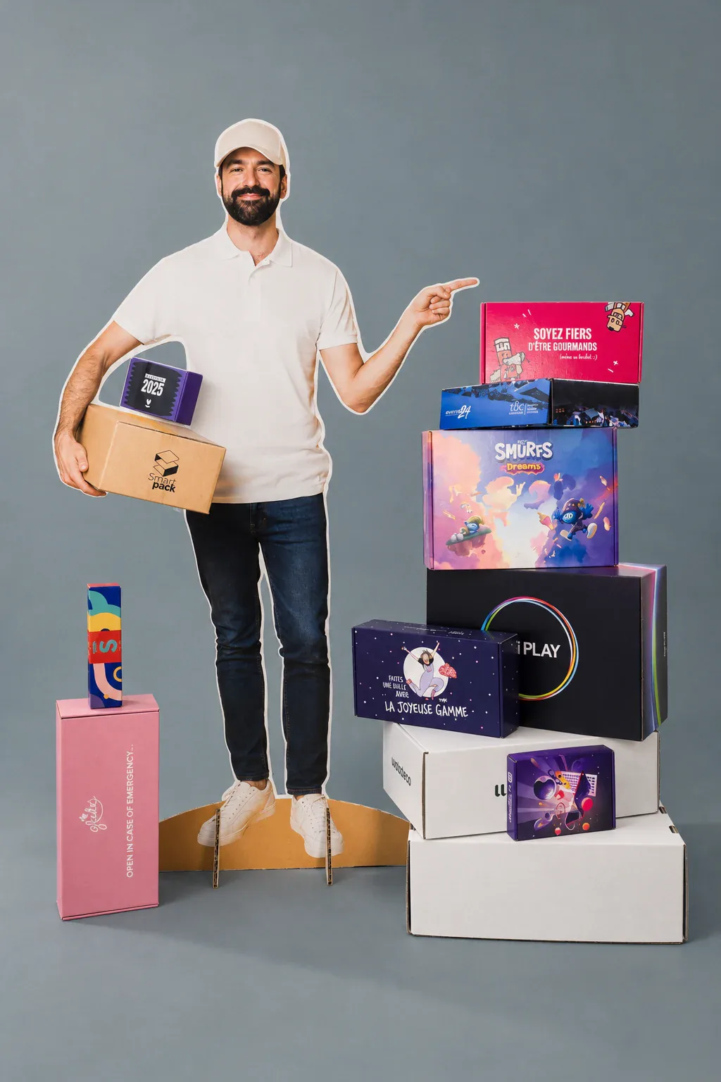 Présentoir de sol en carton, fabrication Smartpack