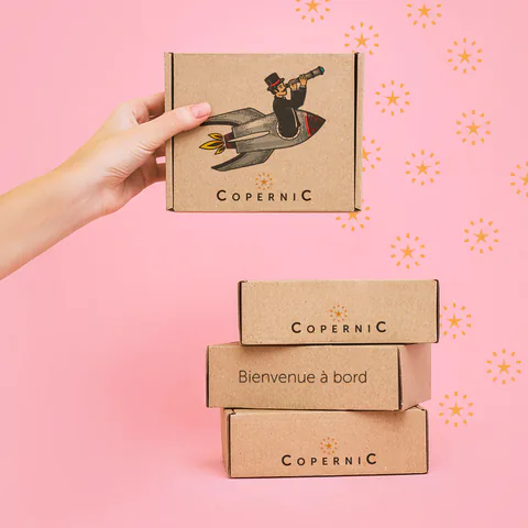 Boîte carton personnalisée à oreilles Copernic, fabrication Smartpack