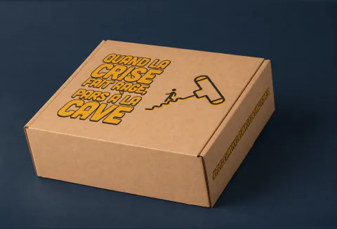 Boîte carton personnalisée à oreilles Les Envahisseurs, fabrication Smartpack