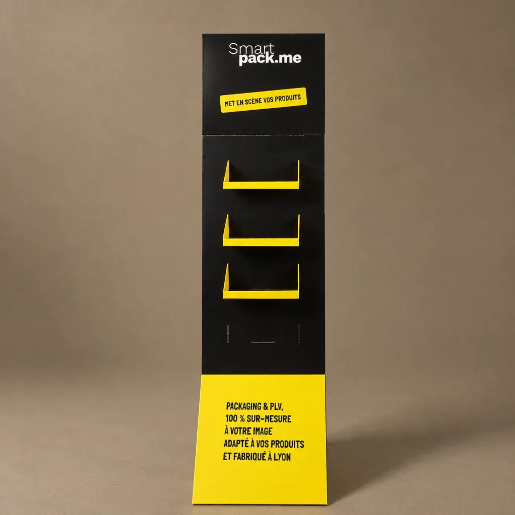 Présentoir de comptoir en carton Epicana, détail, fabrication Smartpack